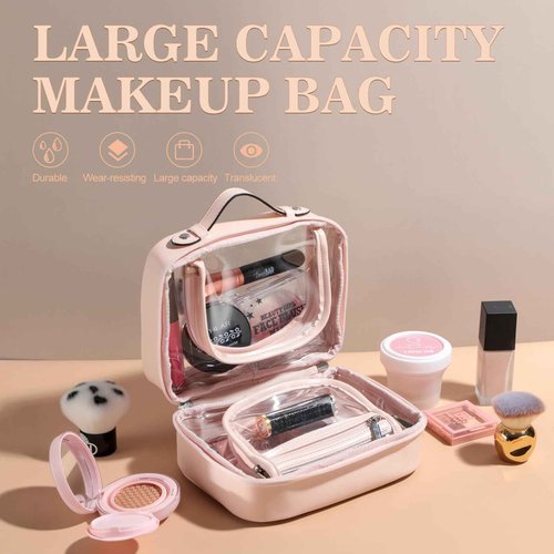 BS-MALL Travel Toiletry Bag - Premium Large Capacity, Multiple Compartments, and Durable Design for Your Daily and Travel Needs PINK