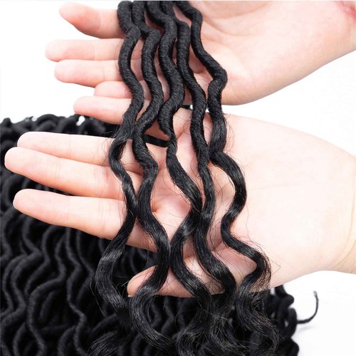 Karida Faux Locs Crochet Hair 24 Inch, 8 Packs Pre Looped Goddess Locs Crochet Hair, Wavy Crochet Faux Locs With Curly Ends, Boho Faux Locs Crochet Hair For Black Women (24 inch, 1B#)