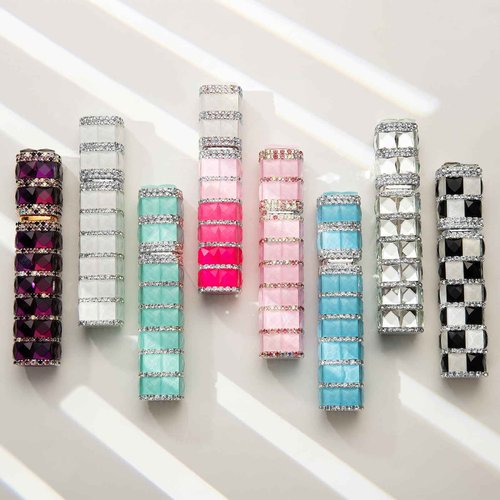 TTOYOUU Travel Perfume Atomizer Refillable Bottle, 12ml Rhinestone Mini Perfume Bottles Empty Refillable Travel Atomizer Sprayer with Funnel (Light Green)