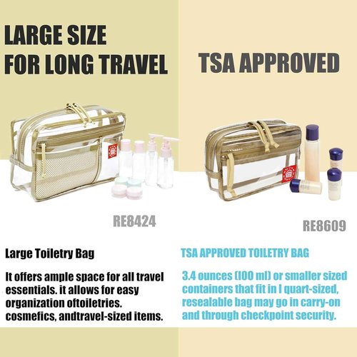 Rough Enough Clear TSA Approved Toiletry Bag Small Makeup Travel Pouch Compact Quart Size For Travel Business Trips Leakproof PVC With YKK Zipper
