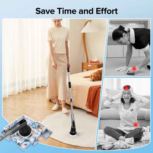 Dreazu G2-Pro Electric Spin Scrubber - IPX7 Waterproof 10-in-1 Shower Cleaner Brush, Retractable Handle & 2-Speed for Bathroom, Bathtub, Kitchen, Tile Floors