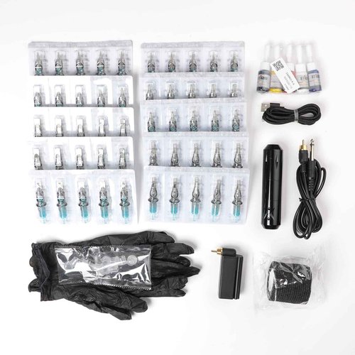 STIGMA Wireless Tattoo Gun Tattoo Kit Complete with 50pcs Tattoo Cartridge Needles 1500mAh Tattoo Battery 5 Colors Ink Set with Accessories STP29KITP199-1