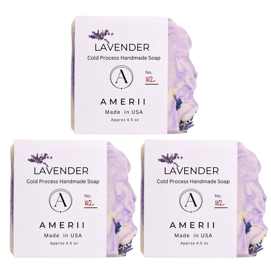 Amerii Floral Soap Bar - Artisan All-Natural Handmade Soap (3 Pack) - Organic Body and Face Soap Bar, Cold Pressed- Vegan Natural Bar Soap- Essential Oils Lavender- Rose - Jasmine 13.5onz