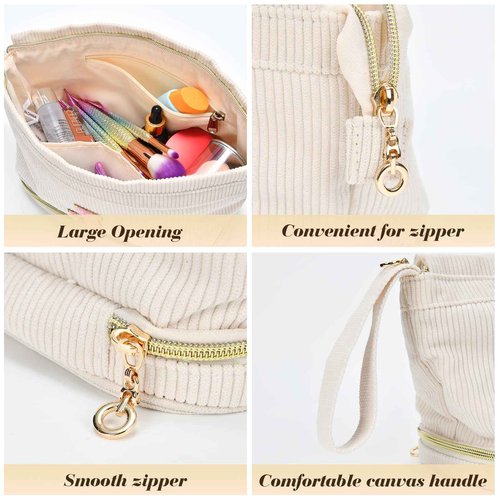 Makeup Bag for Girls Gift, Personalized Christmas Gifts Initial Women Makeup Bag for Travel, Double Layer Cosmetic Bag with Brush Organizer Preppy Make up Bag for Teen Girl Trendy - M