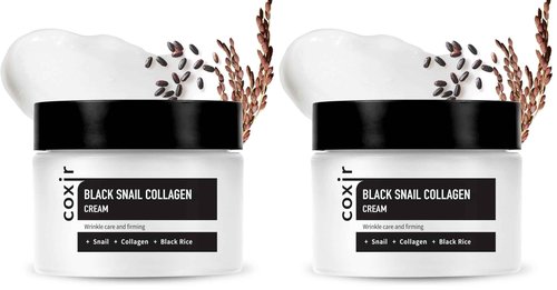 coxir BLACK SNAIL COLLAGEN CREAM l Snail Mucin, Collagen, Black Rice, Peptide l Moisturizing, Firming, Skin Barrier l Korean Skin Care, Moisturizer [50ml/1.69 fl.oz] (Pack of 2)