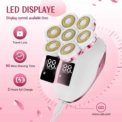 Electric Razors for Women,7D Gifts for Women,Cordless Electric Shaver with Detachable Head Wet/Dry Facial Hair Remover for Legs Painless Water Resistant (Pink)