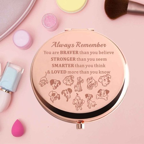 KEYCHIN 101 Dalmatians Pocket Mirror Pongo and Perdita Fans Gifts You are Braver Stronger Smarter Than You Think Dalmatians Compact Makeup Mirror (Dogs-RG)