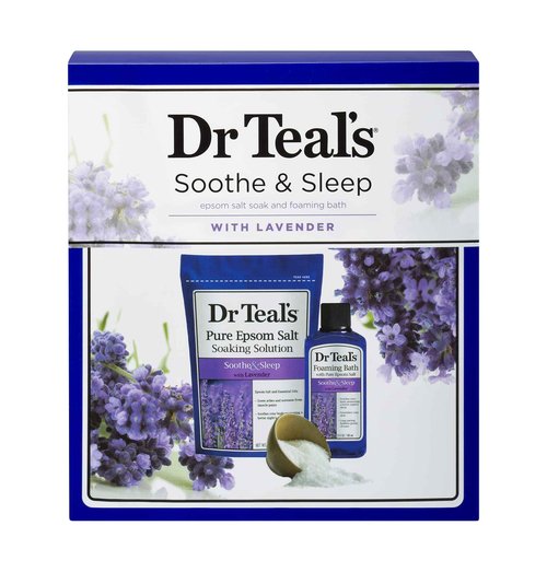 Dr Teal's Epsom Salt & Foaming Bath Oil Sampler Gift Set 2022 - Give The Gift of Relaxation & Peaceful Slumber! - 14 oz Bag of Bath Salts & 3 oz Bottle of Foaming Bath Oil