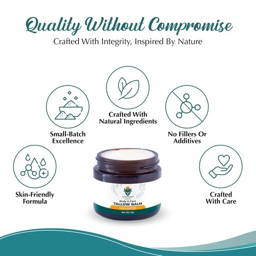 Tallowbourn Grass Fed Beef Tallow Balm for Face and Body with Shea Butter, Organic Jojoba Oil, Honey, and Beeswax – Beef Tallow for Skin – Unscented Balm – 2 oz