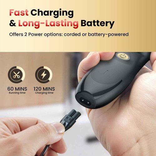 OLOV PROFESSIONAL Hair Clippers for Men, Cordless Hair Clipper Kit, Adjustable 4 Length Setting, 2-Speed Settings, Replaceable Ceramic Blade Heads, Rechargeable Hair Clippers for Family (Black)