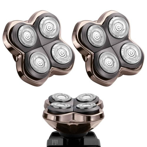 2 Pack PRO 4 Head Replacement Blades for Skull Pitbull, Palm & Butterfly Kiss Shavers - 4D Floating Rotary Heads for Close and Smooth Shaving - Japanese Stainless Steel Wet & Dry Shaving Blade Head