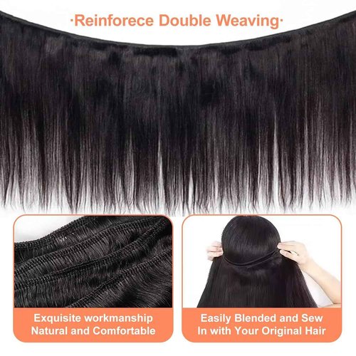VIPbeauty Raw Straight Bundles Human Hair Bundles 14A Brazilian 1 Single Bundle Human Hair 100% Unprocessed Virgin Weave Bundles Human Hair Raw Remy Hair Bundles Natural Black 95g 18 Inch