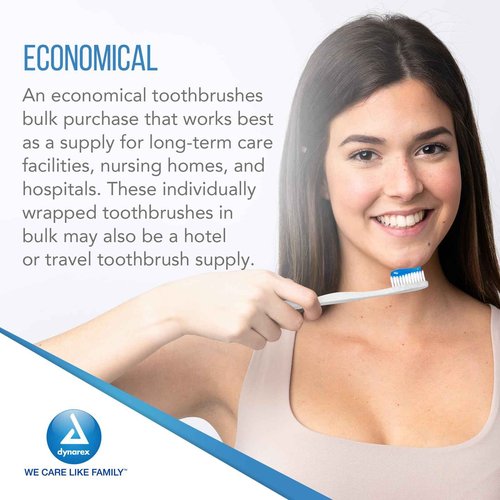 Dynarex 4861 Toothbrushes, Adult 30 Tuft, Pack of 144