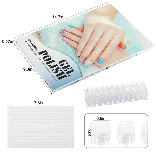 C12rtive 480 Nail Colors Book,Professional Nail Polish Chart Book with 600 Practice Tips & 1-500 Number Labels, Pre-Numbered Slots,Perfect for Salons and Home Use(Blue)