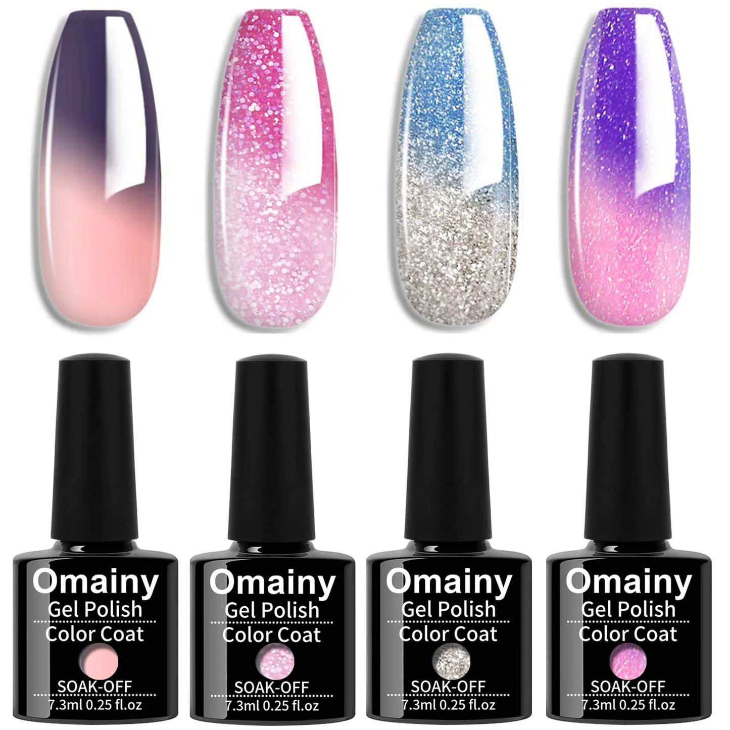 Omainy Gel Nail Polish Set -Color Changing Gel Nail Polish Set Purple Blue Pink Red Laverder Wind Red Black Color Changing Gel Polish Soak Off UV LED Thermal Temperature Art (4002)