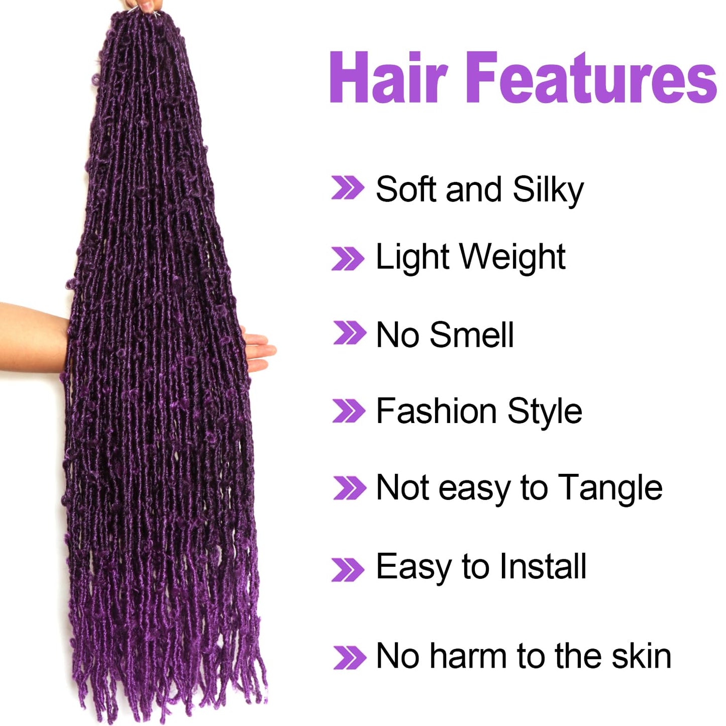 4 Packs 36 Inch Goddess Box Braids Crochet Hair Prelooped Crochet Hair Crochet Braids box braid crochet hair crochet braids hair for black women Jumpo Braiding Hair (1B/Purple#, 36 Inch(Pack of 4))