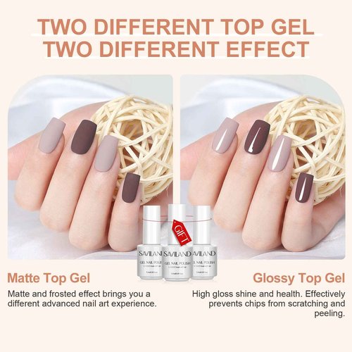 SAVILAND 33PCS Gel Nail Polish Set Classic Glitter White Soak-off U V Nail Polish with Base & Glossy Matte Top Gel French Manicure Nail Art Starter Set for Salon Home & Gifts