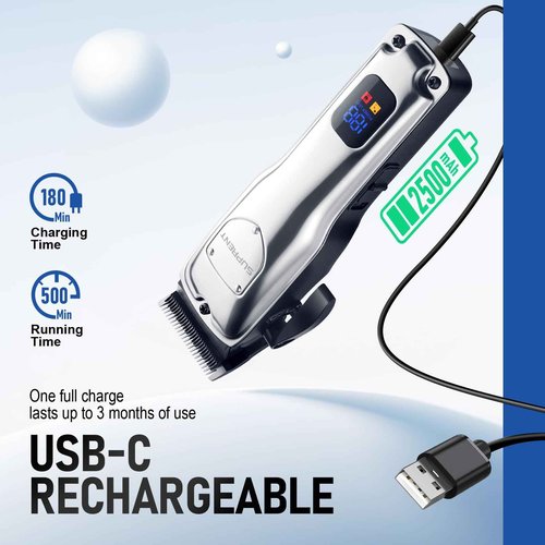 SUPRENT Cordless Hair Clippers for Men Professional Hair Cutting Trimmer with LED Display Trimmer for Barbers & Home Use
