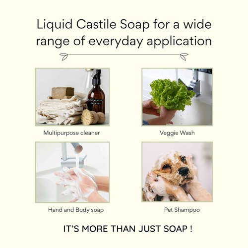 Claya Liquid Castile Soap – Organic Ingredients, Biodegradable, Gentle for Sensitive Skin and Versatile Use (64 fl oz, Peppermint)