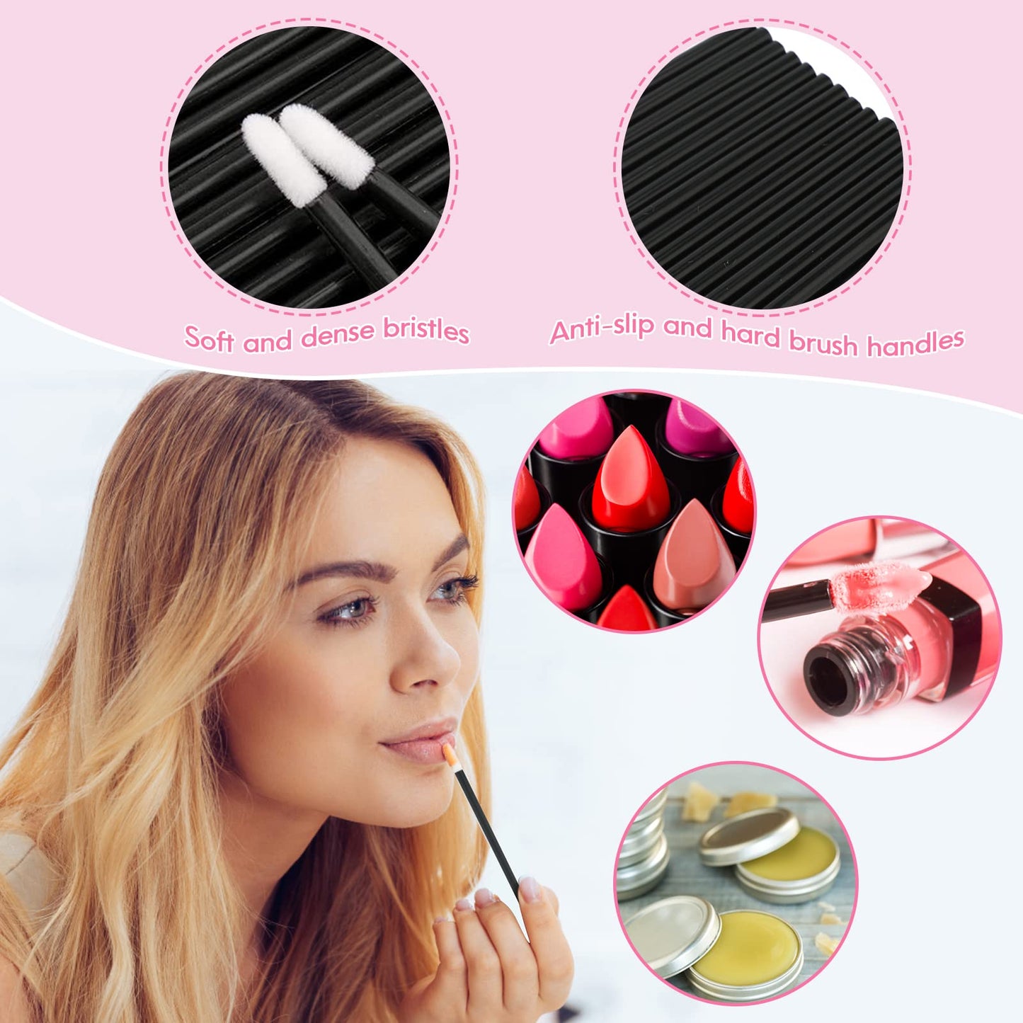 G2PLUS 300PCS Eyelash Extension Supplies Kit, 100PCS Disposable Lip Wands, 100PCS Mascara Brush Applicators, 100PCS Micro Swabs for Eyebrow, Eyelash Extension and Makeup Kits (black）