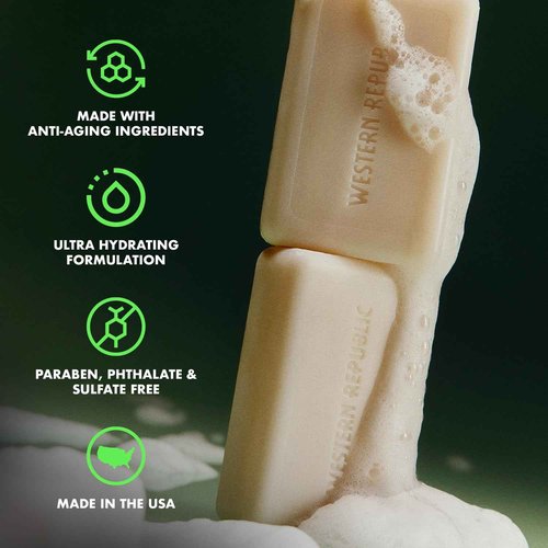 Western Republic Hyper Foaming Soap Bar | Birchwood, Eucalyptus & Alpine Sage and Tropic Rum & Nautical Sea Salt | Hydrating & Anti-Aging Ingredients | (2 Pack) | Made in USA