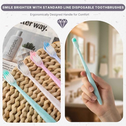 Fresings 120-Pack Disposable Toothbrushes Individually Wrapped, Soft Bristle Bulk Travel Toothbrush for Adults, Kids, Guest, Hotel, Home, Camping, Donation – 4 Colors, Mini Manual Value Pack
