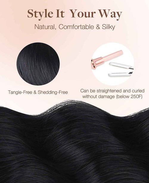 GOO GOO Invisi Edge Tape in Hair Extensions Human Hair, 1 Jet black 20pcs 14inch 50g, Virgin Remy Hair, Seamless Injected Tape, Natural Look