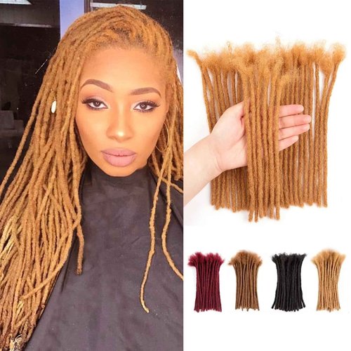 8 Inch 0.4cm Thickness Dreadlock Extensions Human Hair 30Strands 100% human hair Full handmade Loc Extensions Human Hair Can Be Curled and Bleached Dreads Extension for Men Women #27