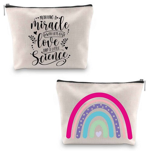 WCGXKO IVF Mom Gift Infertility Warrior IVF IUI Makeup Bag Making A Miracle With Lots Of Love And A Little Science (Making A Miracle)