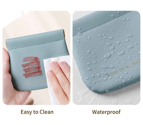 NICLNGSH 2 PCS Small Cosmetic Bag for Purse, Organosilicon Super Fiber Leather Mini Makeup Bag Coin Purse for Women, Snap Closure Travel Makeup Pouch for Lipstick Jewelry Key Change (Blue)