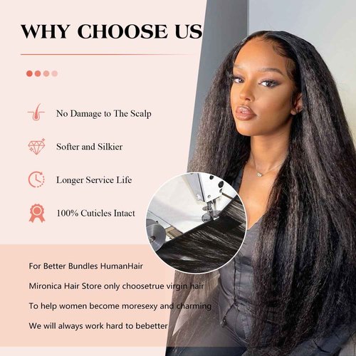 MIRONICA Kinky Straight Bundles Human Hair 18 Inch 12A Brazilian Yaki Straight 1 Bundles Deals Human Hair Brazilian 100% Unprocessed Virgin Remy Hair for Black Women Natural Black Hair Extensions