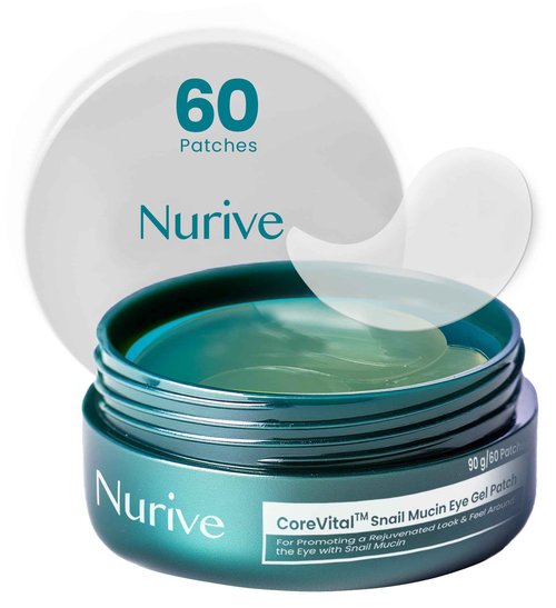NURIVE Under Eye Patches for Dark Circles | Korean Under Eye Patches & Puffy Eye Patches | Moisturizing Dark Circles Under Eye Treatment Skincare Snail Mucin Eye Patches & Dark Eyes Circle Treatment