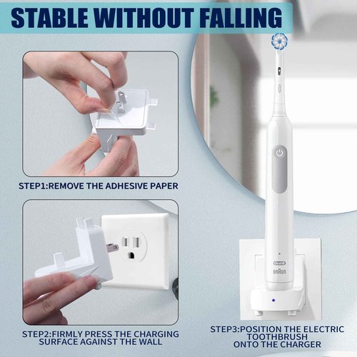Wireless Electric Toothbrush Wall Charger Compatible with Oral-B and Braun Models (Excluding iO 7/8/9/10 and Pulsonic Series)
