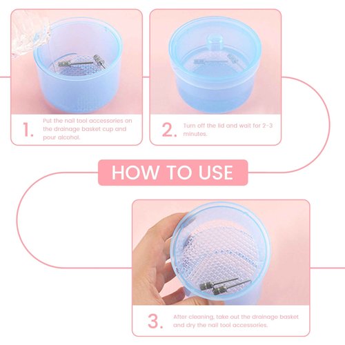 Nail Soaking Tray Box Cleaner Pot for Scissors Tweezers Nail Art Tools Manicure Soaking Tray Clean Box Nail Drill Bits Clean Box -Clear