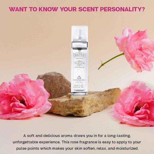 Rose Bulgarian Perfume - Natural Original Parfum - Aromatic Fragrance - Long Lasting Freshness - Paraben Free - Unisex Perfume - Perfect for Everyone - 28ml