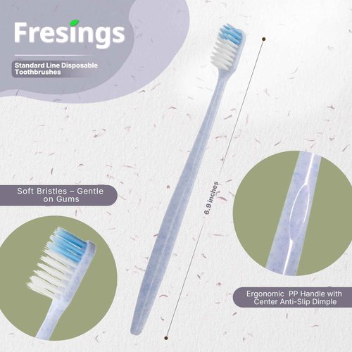 Fresings 120-Pack Disposable Toothbrushes Individually Wrapped, Soft Bristle Bulk Travel Toothbrush for Adults, Kids, Guest, Hotel, Home, Camping, Donation – 4 Colors, Mini Manual Value Pack