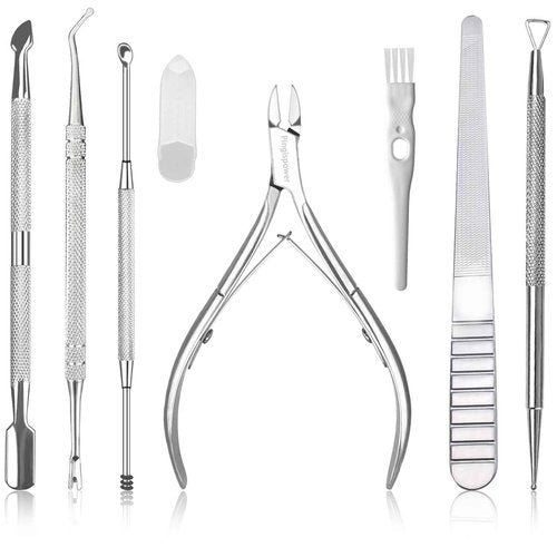 Pingispower Cuticle Trimmer with Cuticle Pusher, 7PCS Professional Cuticle Remover Cutter Nippers Clippers and Premium Stainless Steel Durable Manicure Tools Kit for Toenails and Fingernails