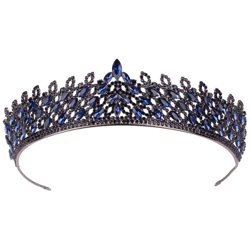 LIMELIA Women's Tiara, Crown for Henna Wedding Party | Glitter Hair Accessories for Bridal Birthday Pageant Prom Halloween Costume Christmas Party, Princess Crowns | Leaf Pattern - Navy Blue
