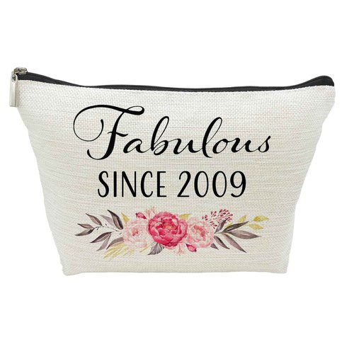 16th Birthday Gifts for Girls, Sweet 16 Year Old Gift Makeup Bag, 16 Birthday Gift Makeup Bags for Her, Sister, Friend, Daughter, Teen Girl Gifts Makeup travel Bag, Cosmetic Bag, Fabulous Since 2009