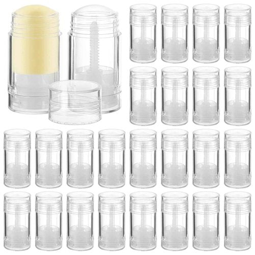 30 PCS Empty Deodorant Containers, 1 oz Refillable Transparent Plastic Deodorant Stick Bottles, 30 ml Twist-up Bottom Filling Clear Tube for DIY Lipstick, Chapstick, Crayons