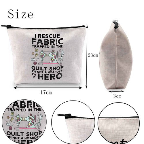 POFULL Quilting Gift I Rescue Fabric Trapped in the Quilt Shop Zipper Pouch Bag For Women Seamstresses Gift (I Rescue Fabric Trapped bag)