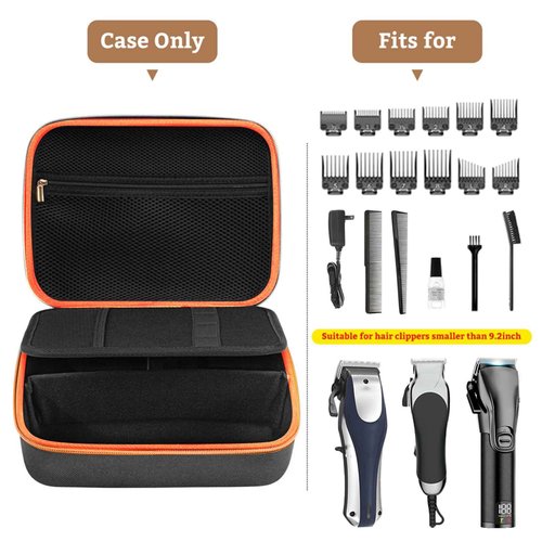 HUIMSWARM Barber Supplies Case for Most Hair Clippers, Scissors, Combs, Charging Cables, and Other Accessories - Hard Travel Case, Black