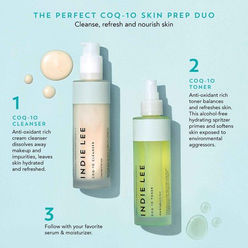 Indie Lee Coq 10 Cleanser - Cream-to-Milk Facial Cleanser Enriched with Hydrating Grape Seed & Jojoba Oil and Soothing Aloe Vera for a Nourished, Healthy Glow (125 Fl Oz)