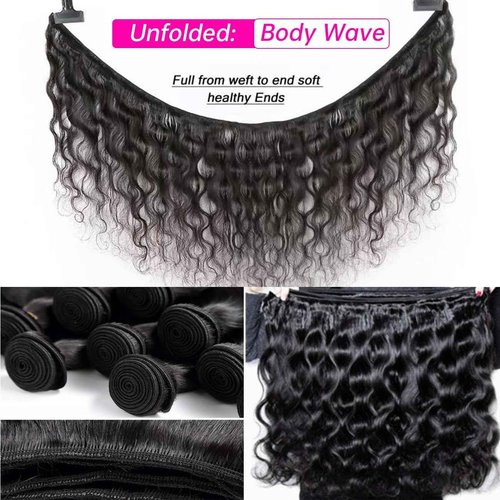 XEILOHO 12A Human Hair Bundle 14 14 14 Inch Body Wave Bundles Human Hair 100% Unprocessed Brazilian Virgin Remy Hair 3 Bundles Real Natural Black Wavy Hair Extensions