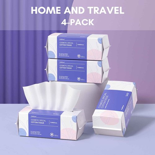 PoeticEHome Extra Thick Face Towels Disposable | Cotton Soft Dry Wipes Biodegradable for Facial Cleansing & Makeup Remover (4 Pack)