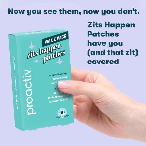 Proactiv Zits Happen® Hydrocolloid Acne Patches, Pimple Patches for Face and Back Acne with Pore Cleansing Salicylic Acid, 90 Count