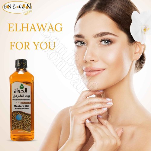 Pure & Natural Mustard Oil Cold Pressed Al Hawaj Elhawag El Hawag Concentrated Crude Unrefined For Kitchen & Body & Skin & Hair (1 Pack = 17.64 oz / 500 ml) زيت الخردل الحواج
