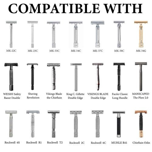 Linkidea Quick Drying Safety Razor Stand, Bathroom Organizer Compatible with Vikings Blade Chieftain, Merkur 34C/38C, Rockwell 6S/6C, Henson AL13, Shaving Accessories Holder (Silver)