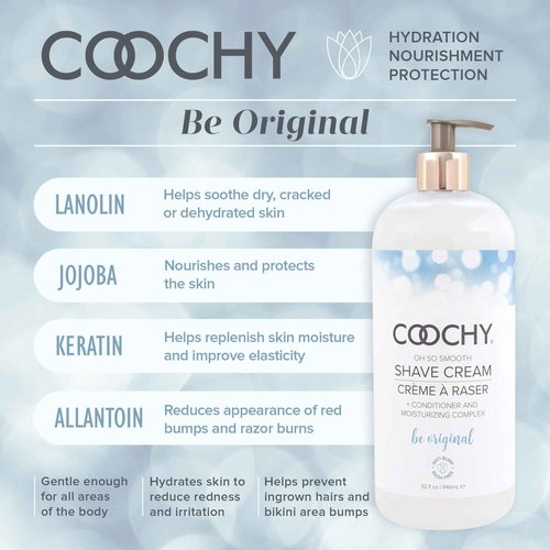 Coochy Intimate Shaving Cream | Shave Conditioner & Moisturizer for Face & Body | Ideal for Sensitive Skin Care, Anti-Bump | Be Original, 32 oz