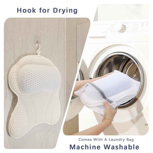 Anevna Bath Pillow Bathtub Pillow，Bath Pillows for Tub Neck and Back Support, Bath Tub Pillow Headrest with Soft 4D Mesh Fabric